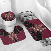 Qatar Football Bathroom Set Glitch Style Falcon With Arabic Patterns