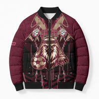 Custom Qatar Football Bomber Puffer Jacket Glitch Style Falcon With Arabic Patterns