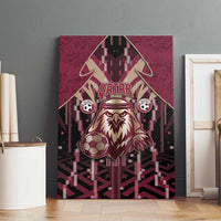 Qatar Football Canvas Wall Art Glitch Style Falcon With Arabic Patterns