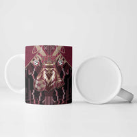 Custom Qatar Football Ceramic Mug Glitch Style Falcon With Arabic Patterns