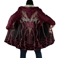 Custom Qatar Football Cloak Glitch Style Falcon With Arabic Patterns