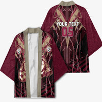 Custom Qatar Football Kimono Glitch Style Falcon With Arabic Patterns