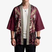 Custom Qatar Football Kimono Glitch Style Falcon With Arabic Patterns