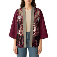 Custom Qatar Football Kimono Glitch Style Falcon With Arabic Patterns