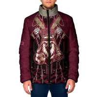 Custom Qatar Football Padded Jacket Glitch Style Falcon With Arabic Patterns