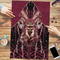 Qatar Football Puzzle Glitch Style Falcon With Arabic Patterns