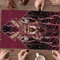 Qatar Football Puzzle Glitch Style Falcon With Arabic Patterns