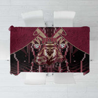 Qatar Football Tablecloth Glitch Style Falcon With Arabic Patterns