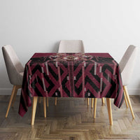 Qatar Football Tablecloth Glitch Style Falcon With Arabic Patterns