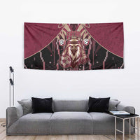 Qatar Football Tapestry Glitch Style Falcon With Arabic Patterns