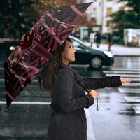 Qatar Football Umbrella Glitch Style Falcon With Arabic Patterns