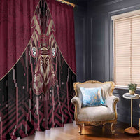 Qatar Football Window Curtain Glitch Style Falcon With Arabic Patterns
