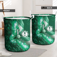 Saudi Arabia Football Laundry Basket Eagle With Desert Glitch Cyberpunk Art