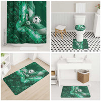 Saudi Arabia Football Bathroom Set Eagle With Desert Glitch Cyberpunk Art