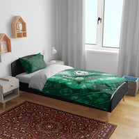 Saudi Arabia Football Bedding Set Eagle With Desert Glitch Cyberpunk Art