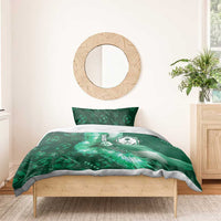 Saudi Arabia Football Bedding Set Eagle With Desert Glitch Cyberpunk Art