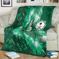 Saudi Arabia Football Blanket Eagle With Desert Glitch Cyberpunk Art
