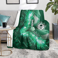 Saudi Arabia Football Blanket Eagle With Desert Glitch Cyberpunk Art
