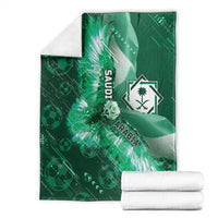 Saudi Arabia Football Blanket Eagle With Desert Glitch Cyberpunk Art