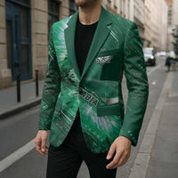 Custom Saudi Arabia Football Blazer Eagle With Desert Glitch Cyberpunk Art
