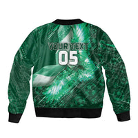 Custom Saudi Arabia Football Bomber Jacket Eagle With Desert Glitch Cyberpunk Art