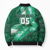 Custom Saudi Arabia Football Bomber Puffer Jacket Eagle With Desert Glitch Cyberpunk Art