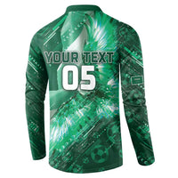 Custom Saudi Arabia Football Button Sweatshirt Eagle With Desert Glitch Cyberpunk Art