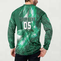 Custom Saudi Arabia Football Button Sweatshirt Eagle With Desert Glitch Cyberpunk Art