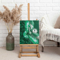 Saudi Arabia Football Canvas Wall Art Eagle With Desert Glitch Cyberpunk Art
