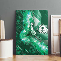 Saudi Arabia Football Canvas Wall Art Eagle With Desert Glitch Cyberpunk Art