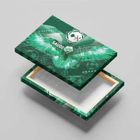 Saudi Arabia Football Canvas Wall Art Eagle With Desert Glitch Cyberpunk Art