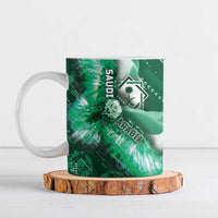 Custom Saudi Arabia Football Ceramic Mug Eagle With Desert Glitch Cyberpunk Art