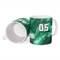 Custom Saudi Arabia Football Ceramic Mug Eagle With Desert Glitch Cyberpunk Art