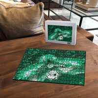 Saudi Arabia Football Puzzle Eagle With Desert Glitch Cyberpunk Art