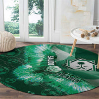 Saudi Arabia Football Round Carpet Eagle With Desert Glitch Cyberpunk Art