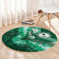 Saudi Arabia Football Round Carpet Eagle With Desert Glitch Cyberpunk Art