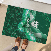 Saudi Arabia Football Rubber Doormat Eagle With Desert Glitch Cyberpunk Art