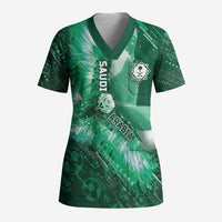 Custom Saudi Arabia Football Scrub Top Eagle With Desert Glitch Cyberpunk Art
