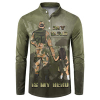 Military Fathers Day Button Sweatshirt My Dad Is My Hero
