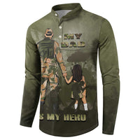 Military Fathers Day Button Sweatshirt My Dad Is My Hero