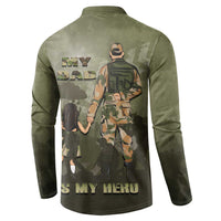 Military Fathers Day Button Sweatshirt My Dad Is My Hero