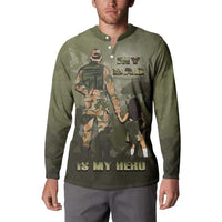Military Fathers Day Button Sweatshirt My Dad Is My Hero