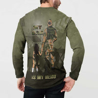 Military Fathers Day Button Sweatshirt My Dad Is My Hero