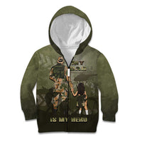 Military Fathers Day Kid Hoodie My Dad Is My Hero