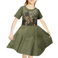 Military Fathers Day Kid Short Sleeve Dress My Dad Is My Hero