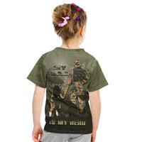 Military Fathers Day Kid T Shirt My Dad Is My Hero