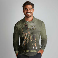 Military Fathers Day Long Sleeve Polo Shirt My Dad Is My Hero
