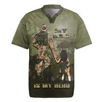 Military Fathers Day Rugby Jersey My Dad Is My Hero