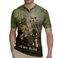 Military Fathers Day Rugby Jersey My Dad Is My Hero