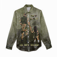 Military Fathers Day Women Casual Shirt My Dad Is My Hero